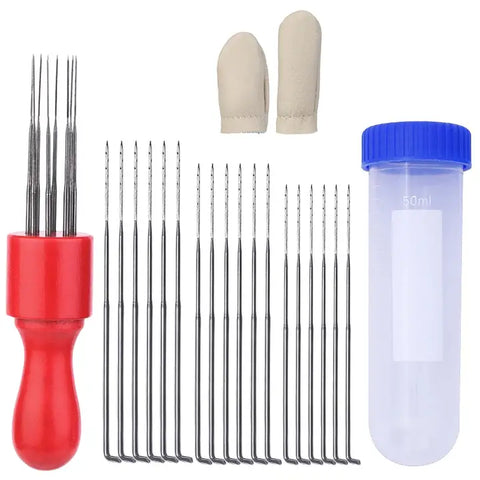 Felting Needle Set with Colorful Wood Handle - Red