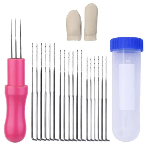 Felting Needle Set with Colorful Wood Handle - Red
