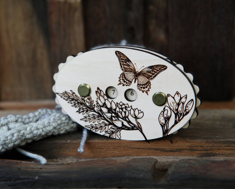 Butterfly with Flowers Knitting and Crochet Row Counter