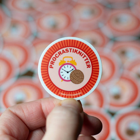 Procrastiknitter Badge Sticker