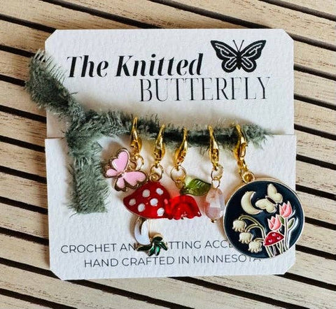 Butterflies & Mushrooms-Navy