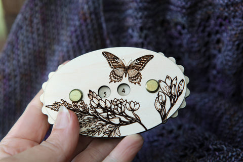 Butterfly with Flowers Knitting and Crochet Row Counter