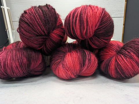 Black Cherry- Hand Painted Yarn - Fingering