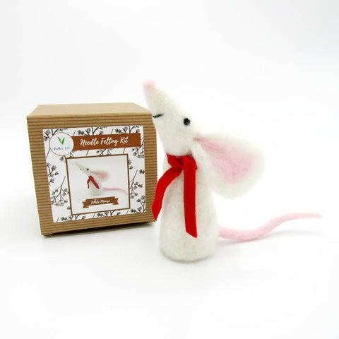 White Mouse - Needle Felting Kit - With Foam