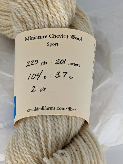 Yarn Batch 2023-007 is a Sport weight blend of Miniature Harlequin and Miniature Cheviot wool.