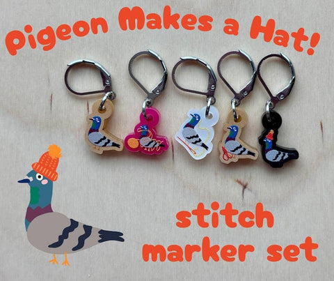 Pigeon Makes a Hat Stitch Marker Set Knitting Crochet Notion