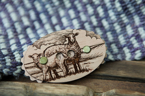 Sheep Cherry Wood Knitting Row Counter