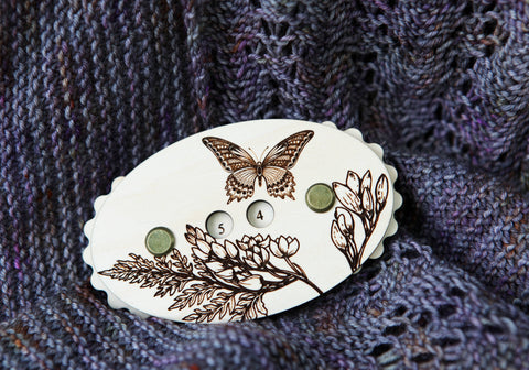 Butterfly with Flowers Knitting and Crochet Row Counter