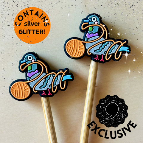 *Exclusive* Glitter Pigeon Knitting Needle Point Protectors