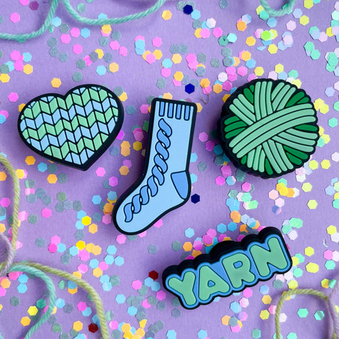 Yarn Love Mint/Blue Shoe Charm Set