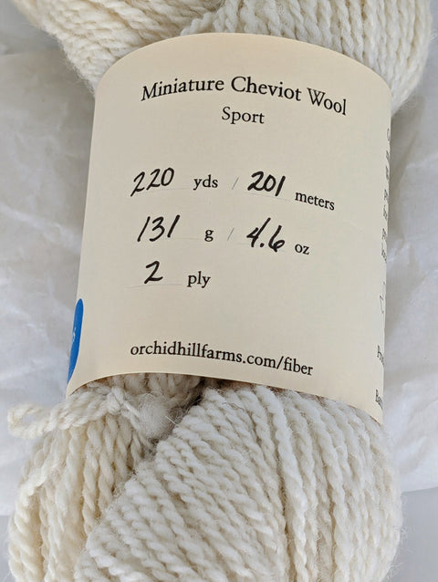 Yarn Batch 2023-009 is a Sport weight blend of Miniature Cheviot wool.