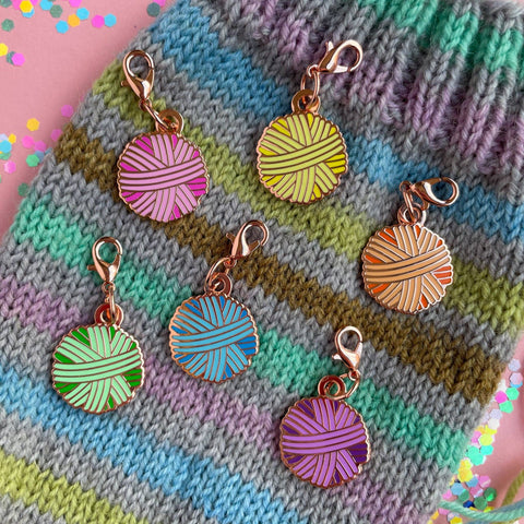 Pastel Rainbow Yarn Ball Charm Set