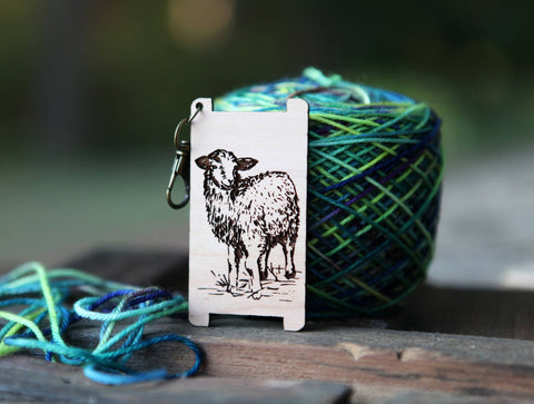 Sheep Spinners WPI Ruler for Yarn Gauge in Cherry Wood