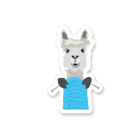 Knitting Alpaca Vinyl Sticker