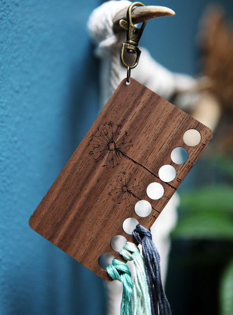 Walnut Wood Dandelion Embroidery Floss Storage Holder