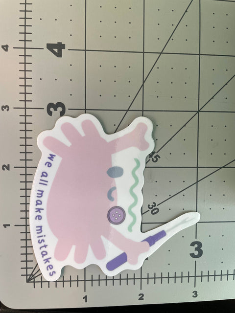 Vinyl Sticker - Sewing Crab We All Make Mistakes Seam Ripper
