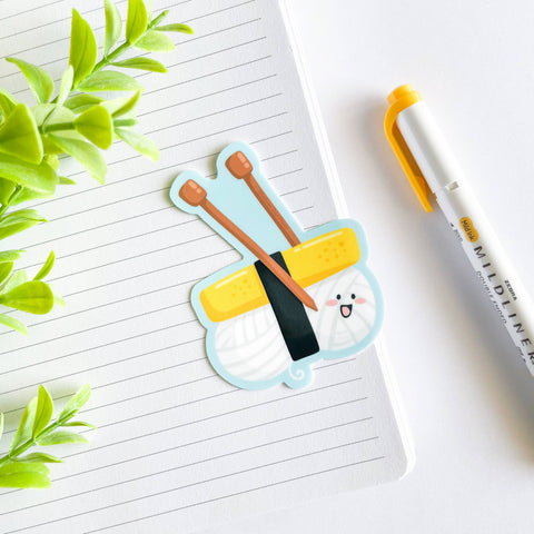 Cute Tamago Yarn Sushi Waterproof Knitting Vinyl Sticker