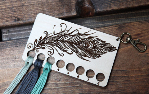 Peacock Embroidery Thread Holder - Maple Wood Rectangle