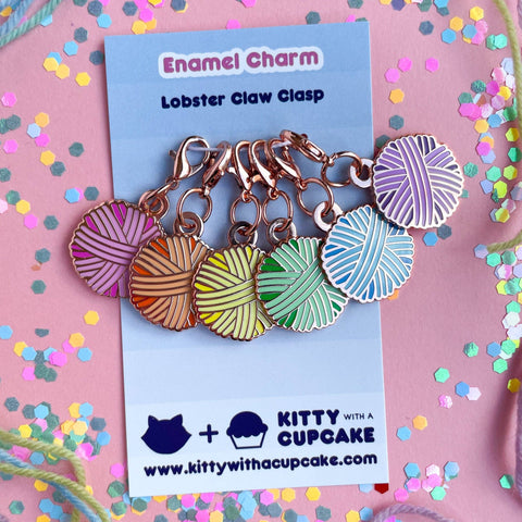 Pastel Rainbow Yarn Ball Charm Set