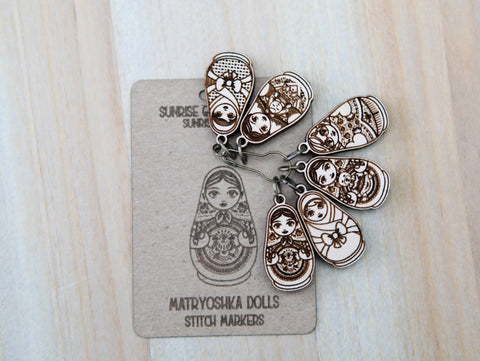 Matryoshka Doll Stitch Markers for Knitting, Set of 6
