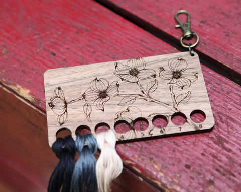 Dogwood Embroidery Floss Storage Holder - Walnut Wood
