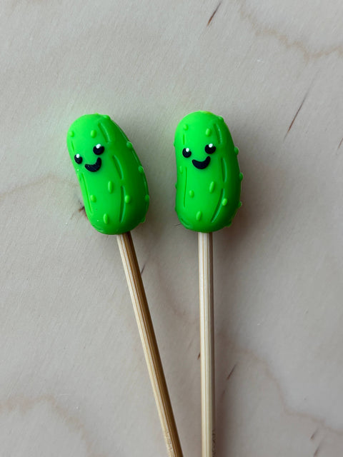 Knitting Needle Point Protectors - 3D Smiling Pickle
