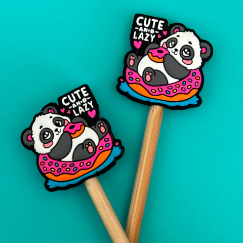 Knitting Needle Point Protectors - Panda Cute and Lazy Pink