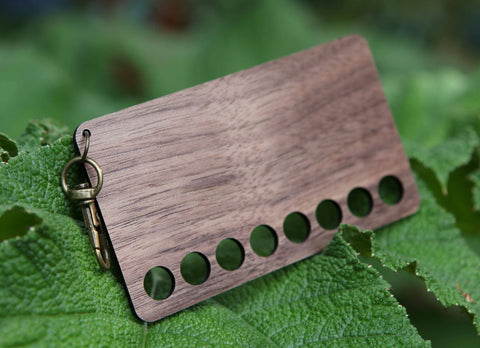 Monstera Leaf Embroidery Floss Storage Holder Walnut Wood