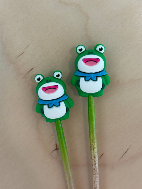 Knitting Needle Point Protectors - 3D Frog w Bandana