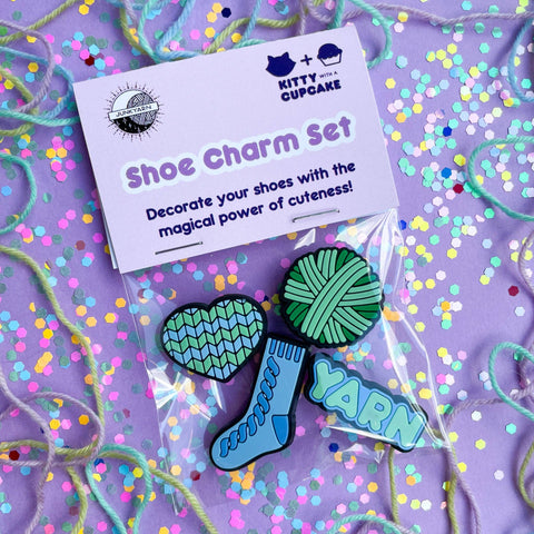Yarn Love Mint/Blue Shoe Charm Set
