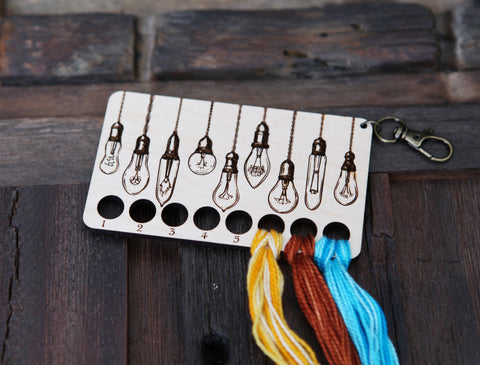 Edison Bulb Embroidery Floss Storage - Maple Wood Rectangle