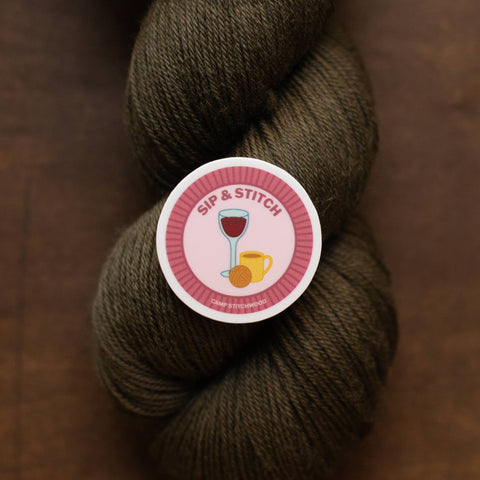 Sip & Stitch Badge Sticker
