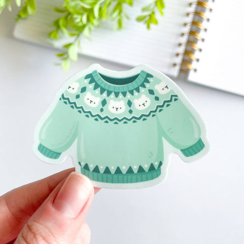 Cute Fair Isle Knit Sweater Waterproof Matte Vinyl Sticker