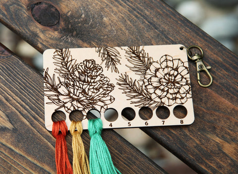 Pine Tree Embroidery Floss Storage Holder - Maple Wood