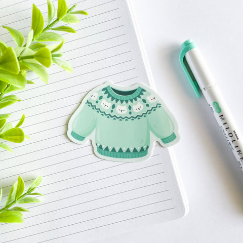 Cute Fair Isle Knit Sweater Waterproof Matte Vinyl Sticker