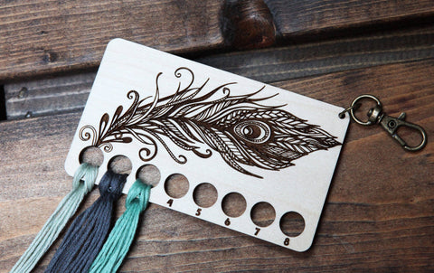 Peacock Embroidery Thread Holder - Maple Wood Rectangle