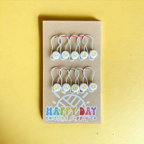 Numbered Bulb Pin Stitch Markers for Knitting, Set of 10 #44