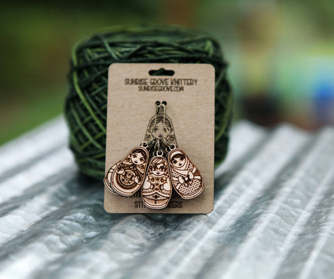 Matryoshka Doll Stitch Markers for Knitting, Set of 6