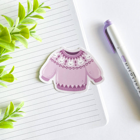 Cute Fair Isle Knit Sweater Waterproof Matte Vinyl Sticker