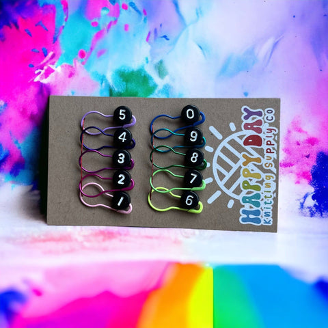 Numbered Bulb Pin Stitch Markers for Knitting, Set of 10 #15