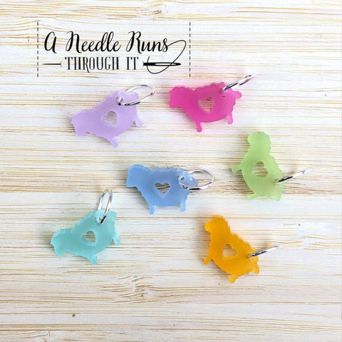 Little Pastel Sheep  - Stitch Markers (set of 6)