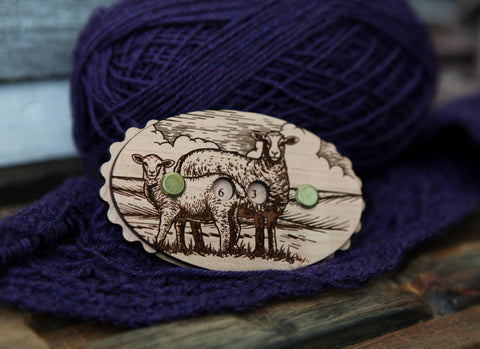 Sheep Cherry Wood Knitting Row Counter