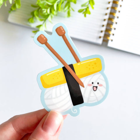 Cute Tamago Yarn Sushi Waterproof Knitting Vinyl Sticker