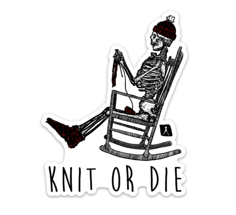 Skeleton Knitting In Their Rocking Chair Vinyl Sticker