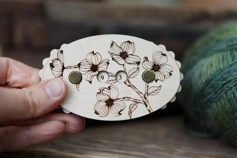 Maple Wood Dogwood Flower Knitting Row Counter