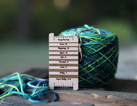 Sheep Spinners WPI Ruler for Yarn Gauge in Cherry Wood