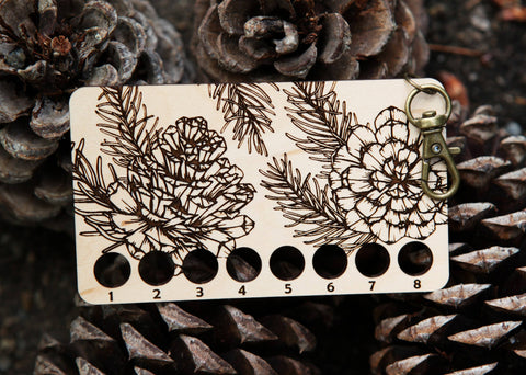 Pine Tree Embroidery Floss Storage Holder - Maple Wood