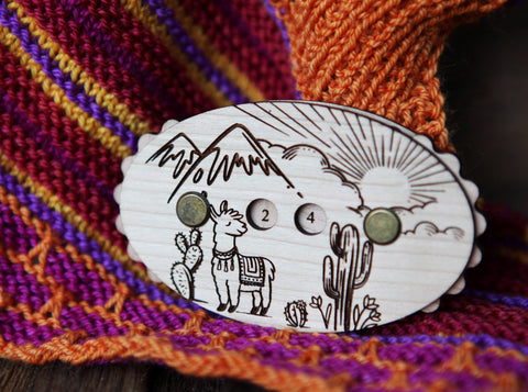 Alpaca & Cactus Cherry Wood Knitting Row Counter