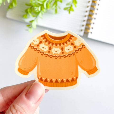 Cute Fair Isle Knit Sweater Waterproof Matte Vinyl Sticker