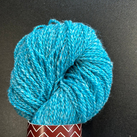 Teal and white yarn Corriedale Yarn